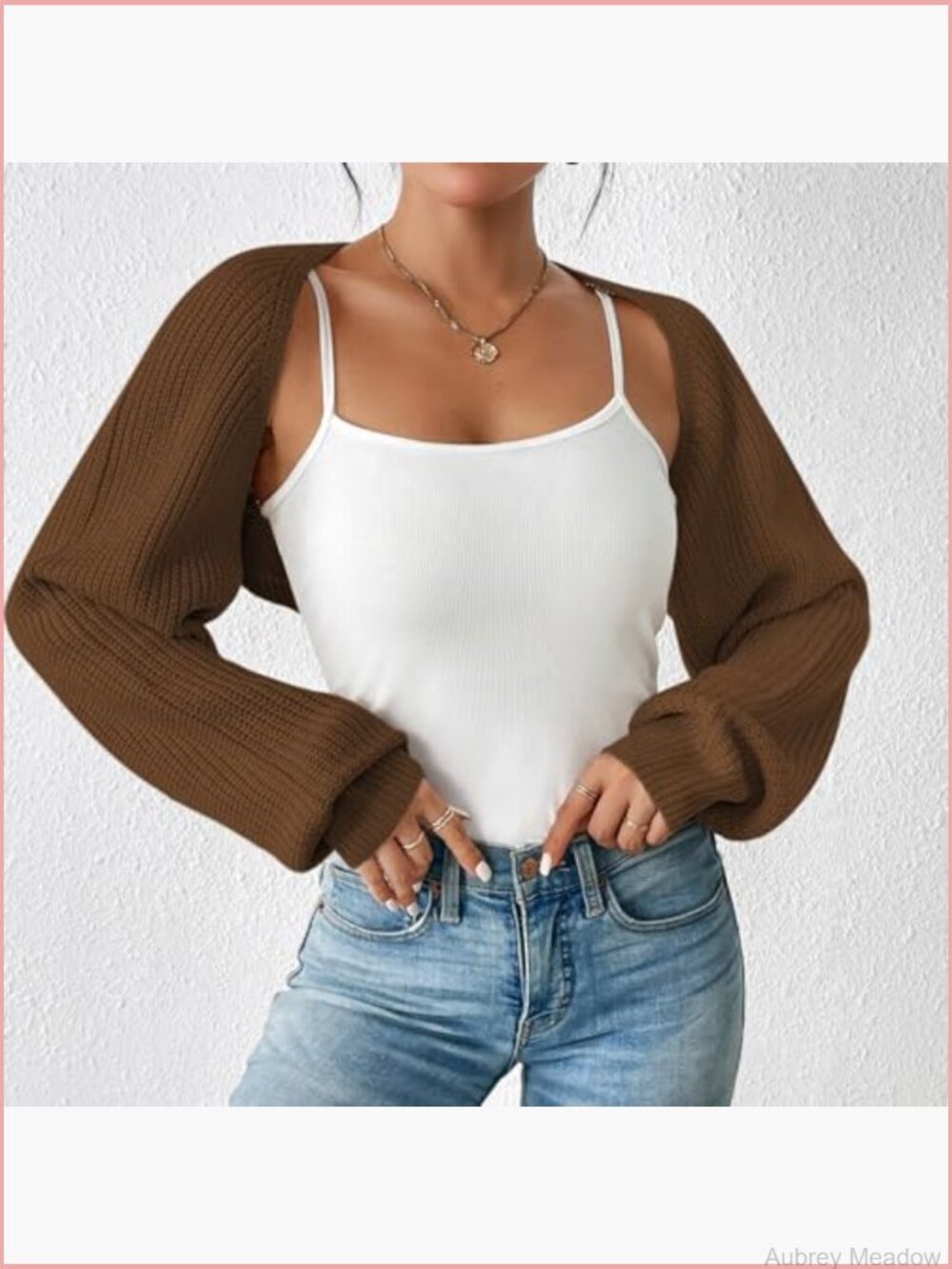 Open Front Long Sleeve Cropped Cardigan Bolero Shrug Y2K Drop Shoulder - Picture 4 of 7